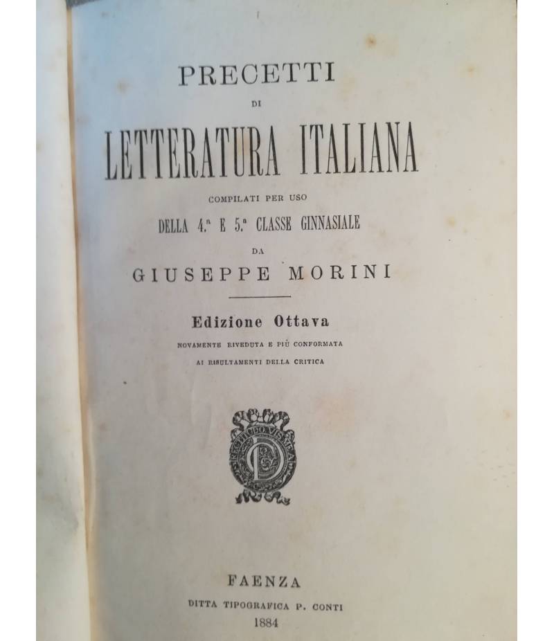 Precetti di letteratura italiana (4a e 5a ginnasiale).